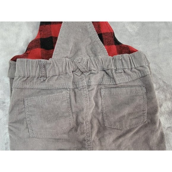 Tommy Bahama baby Gray Corduroy Reindeer plaid Overalls 3-6 months - Picture 5 of 9